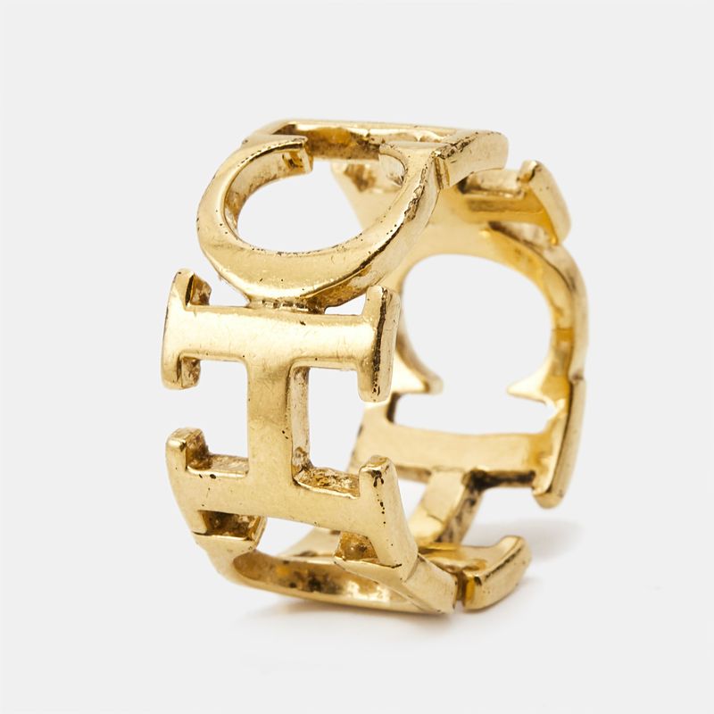 Carolina Hererra Ch Gold Tone Ring Size 56 310$